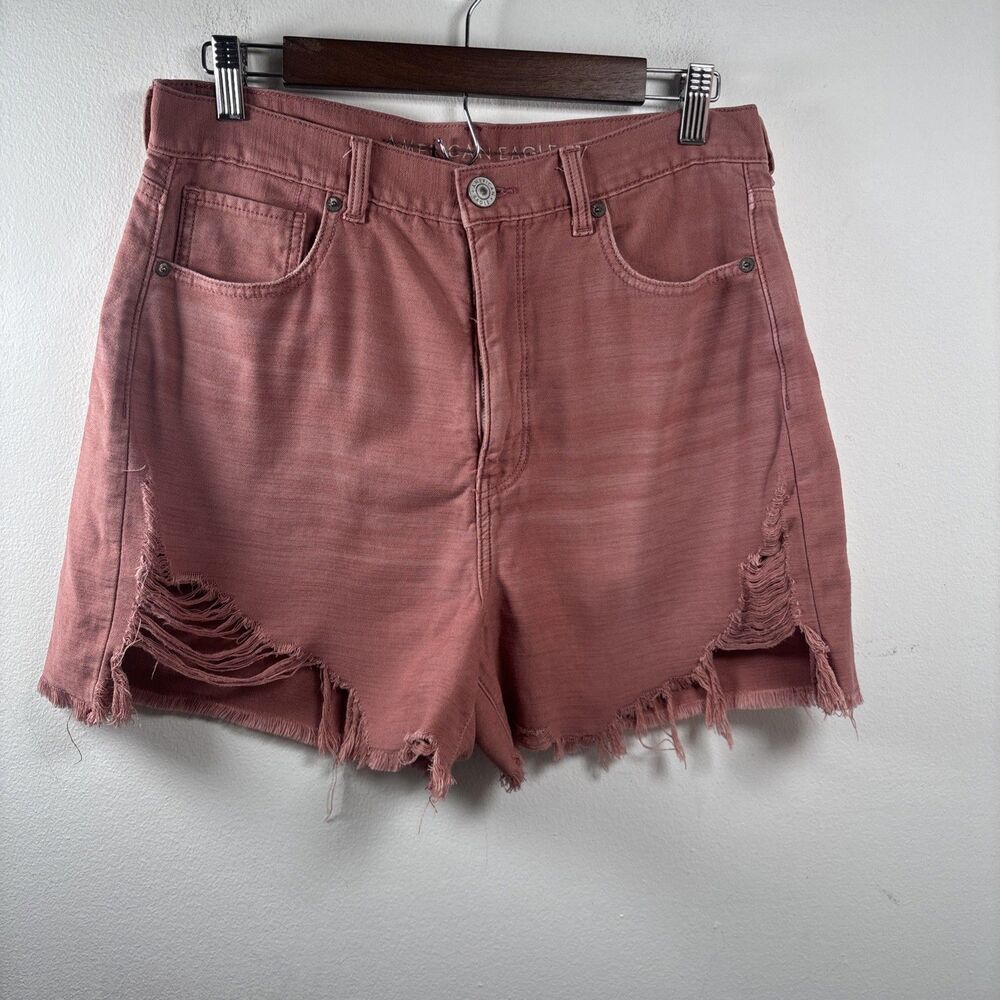 American Eagle Y2K Boho Pink Distressed Denim Shorts Raw Hem Festival Summer  12